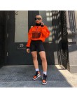 Macheda kobiety jesień pomarańczowy pół otwarta kołnierz z długim rękawem luźna Crop Top 2018 nowe klatki piersiowej Mesh dekora