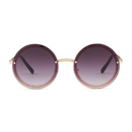 Modne duże okrągłe okulary damskie z łańcuszkiem różowe czarne beżowe vintage leonki