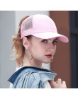 2019 Glitter kucyk czapka z daszkiem kobiety regulowany Messy Bun czapki czarny kapelusz dziewczyny na co dzień bawełna Snapback