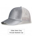 2019 Glitter kucyk czapka z daszkiem kobiety regulowany Messy Bun czapki czarny kapelusz dziewczyny na co dzień bawełna Snapback