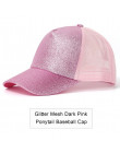 2019 Glitter kucyk czapka z daszkiem kobiety regulowany Messy Bun czapki czarny kapelusz dziewczyny na co dzień bawełna Snapback