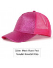 2019 Glitter kucyk czapka z daszkiem kobiety regulowany Messy Bun czapki czarny kapelusz dziewczyny na co dzień bawełna Snapback