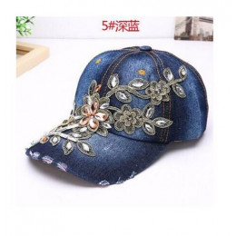 Damska czapka z daszkiem obraz w hafcie diamentowym kwiat Denim Snapback czapki dżinsy kobieta kobieta czapka kowbojskie lato sł