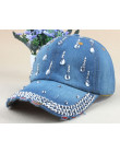 Nowy Denim Hip Hop czapki moda rozrywka kobieta czapka z kropli wody dżetów Vintage Jean bawełna czapki z daszkiem dla mężczyzn 