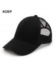 KOEP 2019 moda kucyk czapka z daszkiem Snapback Messy Bun czapki dla kobiet kobiece lato Mesh Trucker kapelusz dziewczyna Hip Ho