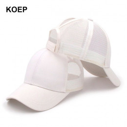 KOEP 2019 moda kucyk czapka z daszkiem Snapback Messy Bun czapki dla kobiet kobiece lato Mesh Trucker kapelusz dziewczyna Hip Ho