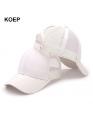 KOEP 2019 moda kucyk czapka z daszkiem Snapback Messy Bun czapki dla kobiet kobiece lato Mesh Trucker kapelusz dziewczyna Hip Ho