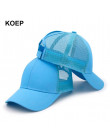 KOEP 2019 moda kucyk czapka z daszkiem Snapback Messy Bun czapki dla kobiet kobiece lato Mesh Trucker kapelusz dziewczyna Hip Ho