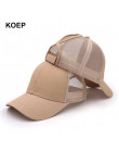 KOEP 2019 moda kucyk czapka z daszkiem Snapback Messy Bun czapki dla kobiet kobiece lato Mesh Trucker kapelusz dziewczyna Hip Ho