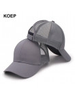 KOEP 2019 moda kucyk czapka z daszkiem Snapback Messy Bun czapki dla kobiet kobiece lato Mesh Trucker kapelusz dziewczyna Hip Ho