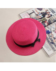 2019 proste lato rodzic-dziecko plaża kapelusz kobiet Casual Panama kapelusz pani marka kobiety płaskie rondo Bowknot słomiany k