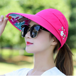Kapelusze przeciwsłoneczne dla kobiet daszki kapelusz połowów Fisher kapelusz plażowy ochrona UV czapka czarny na co dzień kobie