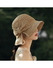 Słomkowy kapelusz damski młodzieżowy dziewczęcy letni z kokardą przeciwsłoneczny okrągły czarny beżowy
