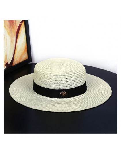 Słomkowy kapelusz damski młodzieżowy dziewczęcy letni przeciwsłoneczny okrągły czarny beżowy