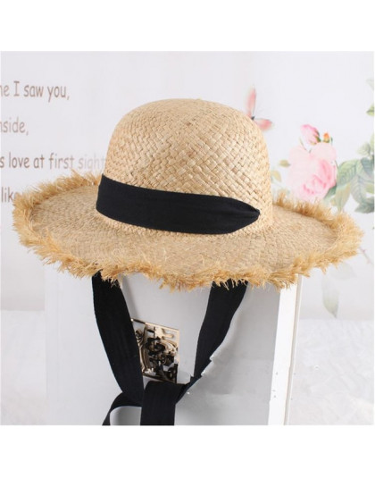 Jyouou koronki pasek słomkowy kapelusz łuk szeroki trawy kobiet kapelusz na lato plaża daszek na świeżym powietrzu wakacje na pl
