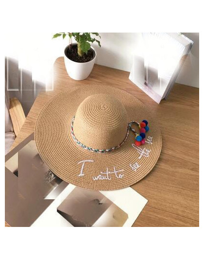 Ymsaid marki 2018 list wyszywana czapka duże rondo panie kapelusz słomkowy na lato młodzieży kapelusze dla kobiet odcień Sunhat 