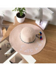 Ymsaid marki 2018 list wyszywana czapka duże rondo panie kapelusz słomkowy na lato młodzieży kapelusze dla kobiet odcień Sunhat 