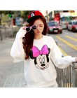 Śliczne Mickey drukuj kobiety bluza z kapturem cienki moda z długim rękawem O Neck bawełniane damskie bluza dorywczo luźne damsk