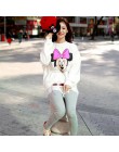 Śliczne Mickey drukuj kobiety bluza z kapturem cienki moda z długim rękawem O Neck bawełniane damskie bluza dorywczo luźne damsk