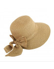 2018 kobiet kapelusz słońce duży łuk szeroki kapelusz z opadającym rondem kapelusze letnie dla kobiet plaża Panama słomkowy wiad