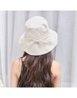 Nowe mody kobiety Floppy bawełna słońce kapelusz z kokardą szeroki duży czapka z rondem lato plaża składany szyi ochrony przed p