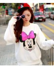 Śliczne Mickey drukuj kobiety bluza z kapturem cienki moda z długim rękawem O Neck bawełniane damskie bluza dorywczo luźne damsk