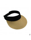 Nowy prosty lato słomy kapelusz słońce kobiet perła Backable czapka z daszkiem z dużymi głowami szeroki rondo ochrona UV czapka 