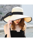 Lato duże rondo słomkowy kapelusz Floppy szerokim rondem czapka przeciwsłoneczna Bowknot Beach składane czapki nowy 2019 kapelus