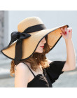 Lato duże rondo słomkowy kapelusz Floppy szerokim rondem czapka przeciwsłoneczna Bowknot Beach składane czapki nowy 2019 kapelus
