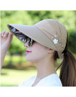 Kapelusze przeciwsłoneczne dla kobiet daszki kapelusz połowów Fisher kapelusz plażowy ochrona UV czapka czarny na co dzień kobie
