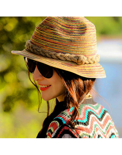Kobiety lato słomkowy Sunhat europejska moda blokada przeciwsłoneczna nad morzem elegancki kapelusz jesień lato plaża kapelusz S