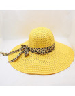 Feitong kobiety słomkowy kapelusz duże szerokie rondo Leopard Print kobiet słodkie duże rondo słomkowy kapelusz słońce Floppy sz