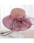 Letnie panie kapelusz wypoczynek na plaży kobiet słońce kapelusz eleganckie szerokie kapelusz jedwab wiaderko na kwiaty kapelusz