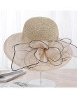 Letnie panie kapelusz wypoczynek na plaży kobiet słońce kapelusz eleganckie szerokie kapelusz jedwab wiaderko na kwiaty kapelusz