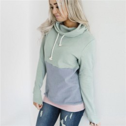 Bluzy z kapturem bluzy 2019 moda Harajuku Patchwork z długim rękawem bluzy z kapturem bluzy dorywczo luźne bawełniane sznurek gó