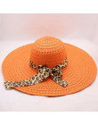 Feitong kobiety słomkowy kapelusz duże szerokie rondo Leopard Print kobiet słodkie duże rondo słomkowy kapelusz słońce Floppy sz
