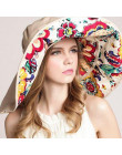 SUOGRY najwyższa jakość pani kapelusz słońce czapka przeciwsłoneczna kobiety składany szerokim rondem Dot drukowanie Cap duży ka