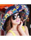 SUOGRY najwyższa jakość pani kapelusz słońce czapka przeciwsłoneczna kobiety składany szerokim rondem Dot drukowanie Cap duży ka