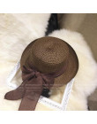Nowa moda płaskie słońce kapelusz kobiet lato łuk kapelusze słomkowe dla kobiet plaża nakrycia głowy 6 kolorów chapeau femme pre