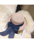 Nowa moda płaskie słońce kapelusz kobiet lato łuk kapelusze słomkowe dla kobiet plaża nakrycia głowy 6 kolorów chapeau femme pre