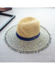 Kapelusz słomkowy Panama lato M list kapelusze dla kobiet parasol przeciwsłoneczny turystyki Boater kapelusz szerokie rondo Burr
