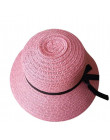 Modny słomkowy kapelusz damski stylowe okrycie głowy na plaże klasyczny kształt elegancka wstążka przeciwsłoneczny
