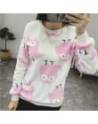 2018 z długim rękawem bluzy z kapturem Harajuku Kawaii bluza kobiety ubrania Cartoon geometria drukuj Top jesień zima ciepłe blu