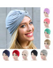 Modne damskie nakrycie włosy w formie eleganckiego ciepłego turbana bawełniana czapka onkologiczna kolor czarny szary
