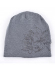 Kobieta czapka Bonnet jesień i zima czapki czapka w stylu Hip-hop kwiat Rhinestone kapelusze dla kobiet czapki kominiarka kobiet