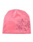 Moda damska Rhinestone kapelusz z kwiatem szalik zimowe ciepłe czapki szaliki zestaw dla dziewczynek grube aksamitne Bonnet Femm