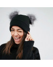 AWAYTR futro nasadka kulkowa 2 Pom Poms czapka zimowa dla kobiet dziewczyny wełny kapelusz z dzianiny bawełniane czapki czapka z