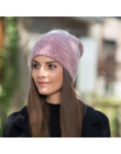 [Rancyword] kobiety czapki zimowe czapki Knitting Rabbit wełna futro kapelusz kobiet prawdziwe futro Skullies czapki Gorros jedn