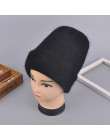 [Rancyword] kobiety czapki zimowe czapki Knitting Rabbit wełna futro kapelusz kobiet prawdziwe futro Skullies czapki Gorros jedn