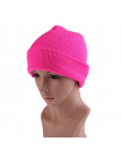 19 kolorów wysokiej jakości czapki zimowe damskie czapki jednolity cukierki kolor mężczyźni kobiety ciepły mankiet zwykły drutac